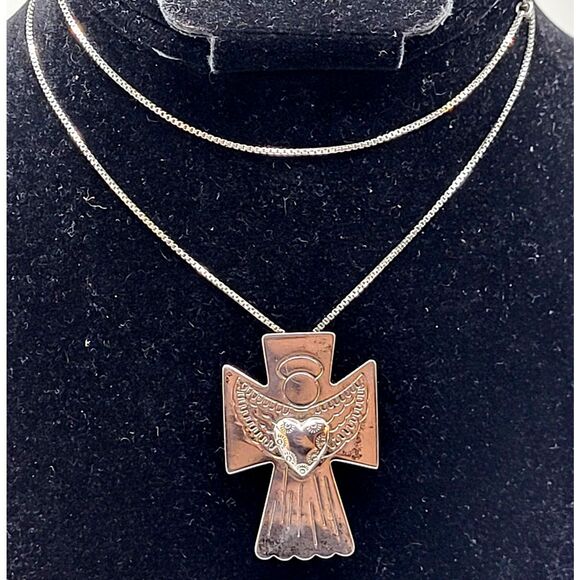 Carolyn Pollack Relios Designer Cross Sterling Silver Pendant Pin 5.8g Vintage - Picture 1 of 6